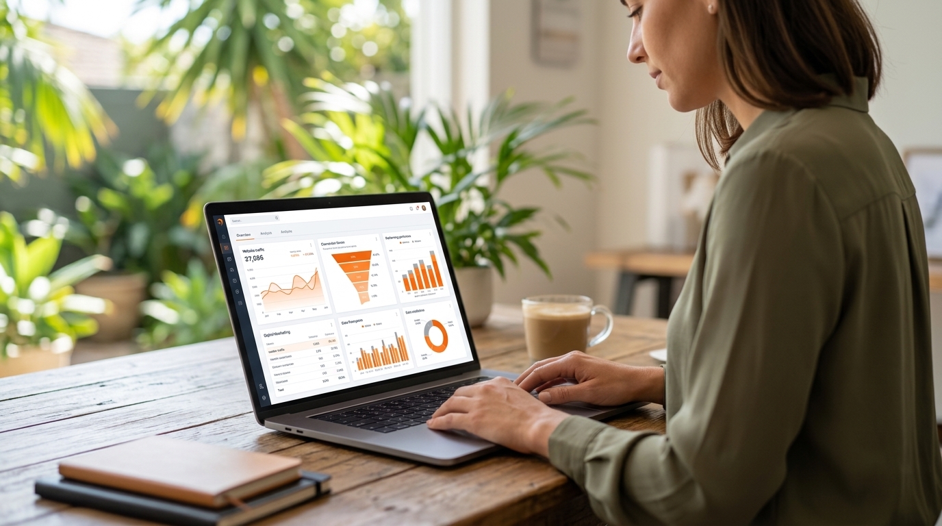 affordable digital marketing — small business owner analyzing marketing data — by BUDGET DIGITAL SOLUTIONS